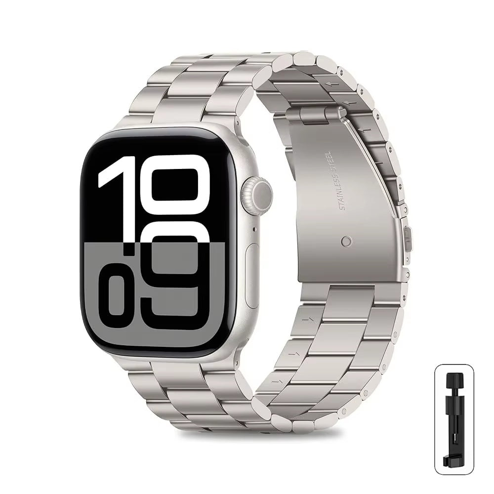 Champagne Silver classic link bracelet compatible with Apple Watch