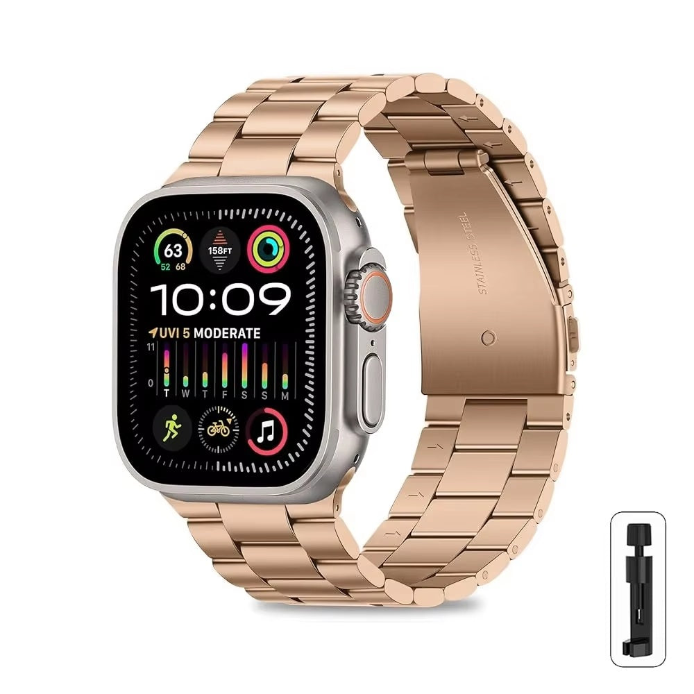 Rose Gold classic link bracelet compatible with Apple Watch