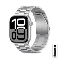 Silver classic link bracelet compatible with Apple Watch
