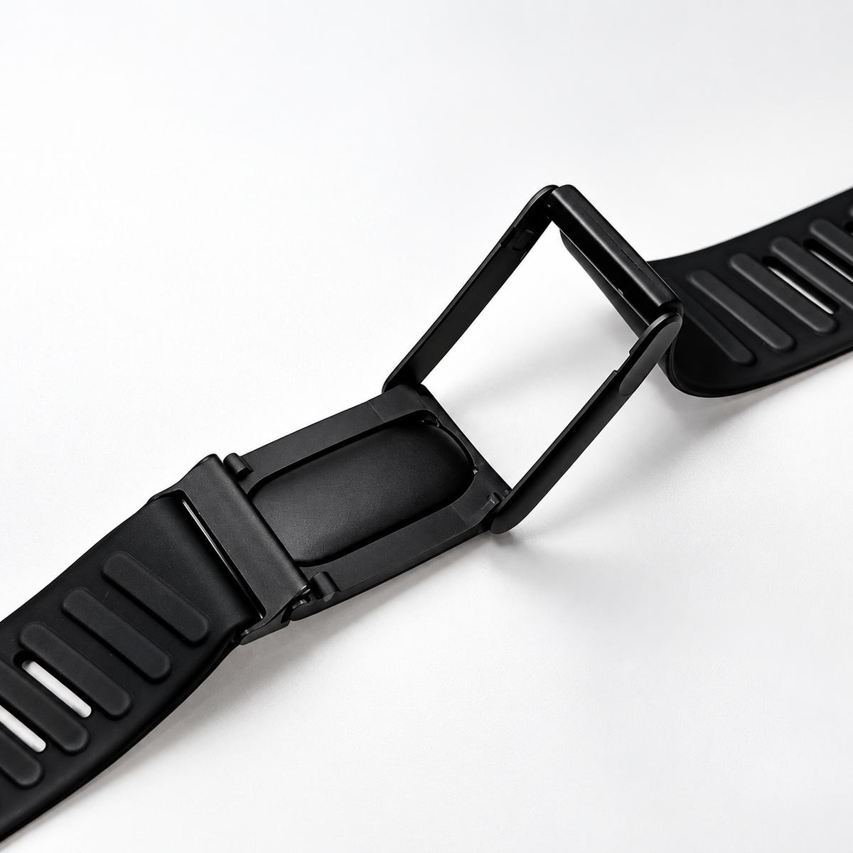 Open WHOOP band showing the ClipLink adapter frame