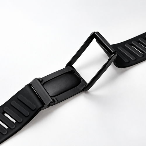 Open WHOOP band showing the ClipLink adapter frame