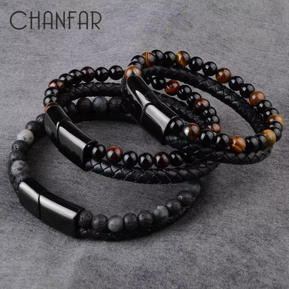 Forato Natural Stone & Braided Leather Bracelet
