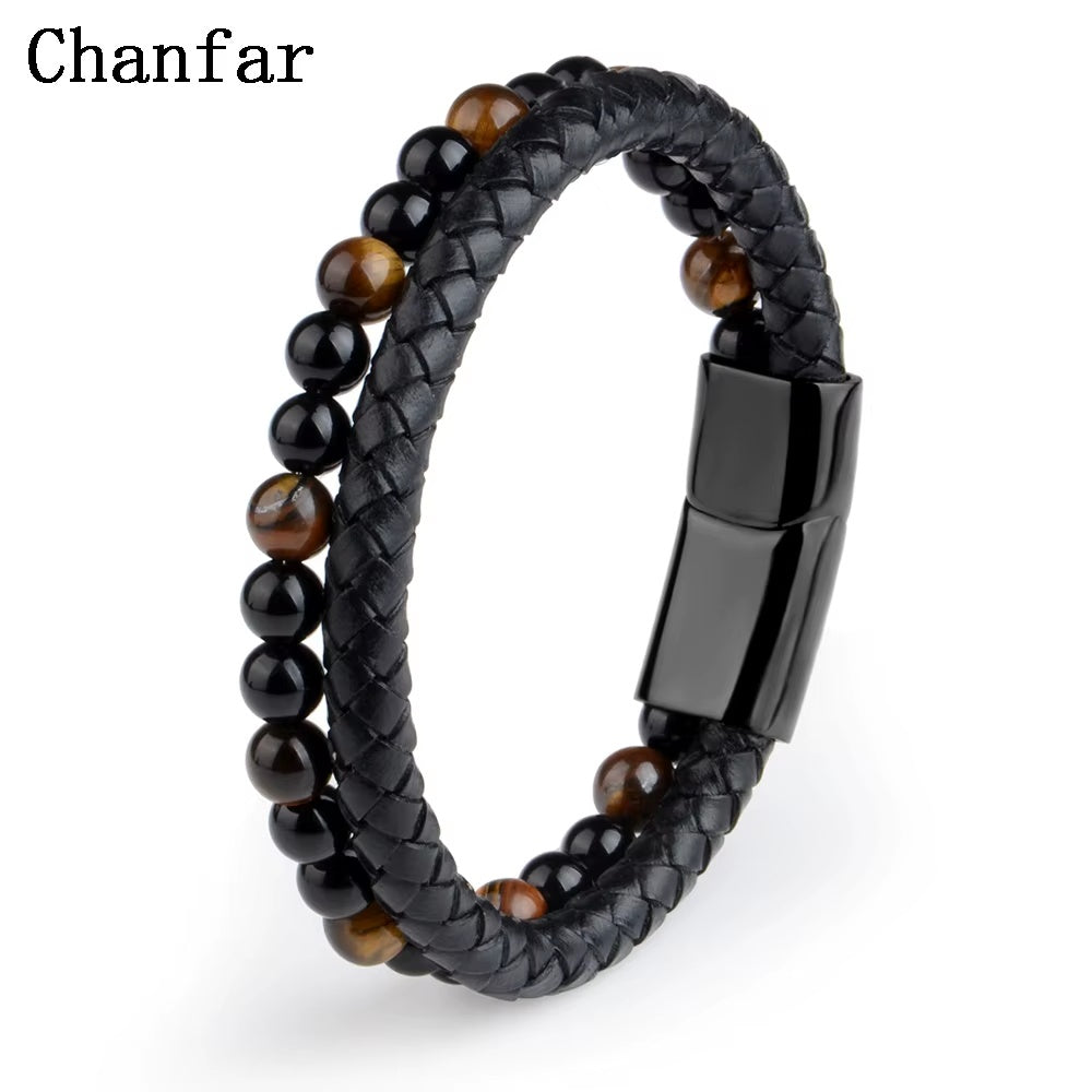 Forato Natural Stone & Braided Leather Bracelet